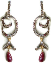 Victorian 1.72ct Rose Cut Diamond Ruby Ladies Wedding Earrings - £365.80 GBP