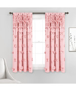 Lush Decor Pink Curtain Panels 54 in. x 63 in. Riley Sheer Handmade Bow ... - $36.53 CAD