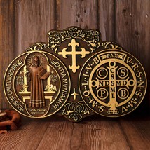 St. Benedict&#39;s Exorcism Medal Christian Exorcism Plaque - Wall Decor - $69.00+