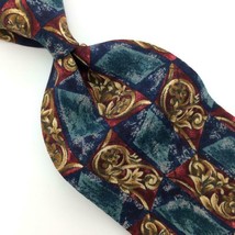 Metropolitan Museum of Art Tie Geometric Floral Brown Olive-Green Silk I... - $15.83