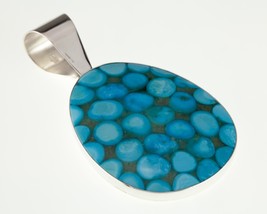 Amazing Jay King DTR Turquoise &amp; Epoxy Sterling Silver Pendant 74 mm Long - £158.64 GBP
