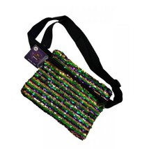 Sequin Mardi Gras Bag Purse Purple Green Gold - $10.88