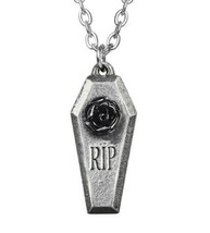 Alchemy Gothic RIP Resin Rose Pendant Coffin Casket Fine English Pewter ... - $16.95