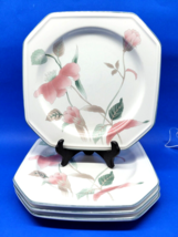 Mikasa Silk Flowers 8&quot; Octagonal Salad Plates Set of 4  Floral F3003   - $19.00