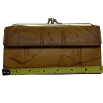 Di Lido Wallet Brown Cowhide Leather Ranchero Billfold Snap Kisslock Coi... - $11.13
