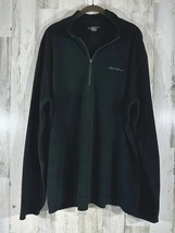 Eddie Bauer Mens Pullover Black Fleece 1/4 Zip Size Tall XL - $15.82