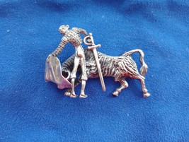 Vintage Mexico 925 Sterling Silver Brooch Pin Bullfighter Matador Free S... - $1,304.24 MXN
