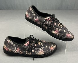 Vans Off The Wall Womens Size 9 Black Floral Canvas Shoes Low Top Skate Sneakers - £14.24 GBP