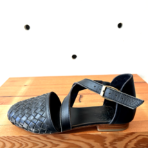 6 / Bali ELF $140 Black Woven Leather Cross Strap Flats Shoes 0426MK - $55.00