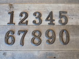 Cast Iron Set Of Numbers Street Address # 0 To 9 Crafts Organize Rustic Brown - £19.92 GBP