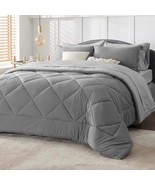 Queen Comforter Set - 8 Pieces Reversible Queen Bed Set Bed In A Bag Wit... - £51.67 GBP