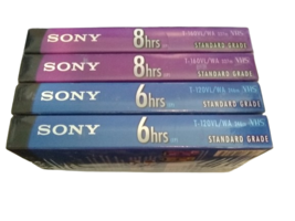 Sony 4pk Blank Media Vhs Tapes 6hrs / 8 hrs  T120/ T160 Standard Grade New - $14.85