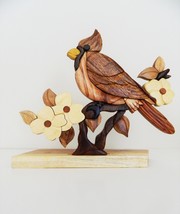 Cardinal Bird Dogwood Intarsia Wood Table Top Home Decor Lodge New - £30.57 GBP