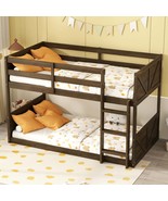 Twin Over Twin Bunk Bed: Solid Wood, Antique Oak - $345.99