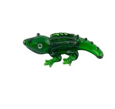 Green Gecko Figurine Mini Glass Sculpture Fairy Garden Accent 2&quot; x 1&quot; - $8.01