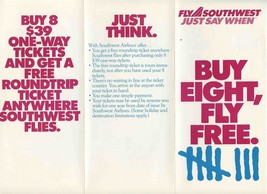 Southwest Airlines 1985 Buy Eight Fly Free Brochure and Letter - $27.72