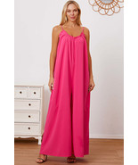 Double Take Full Size Ruffle Trim Tie Back Cami Jumpsuit with Pockets - $19.80