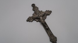 Vintage Silver Plated Wall Hanging Crucifix Cross Skull and Crossbones 4.75&quot; - £62.57 GBP