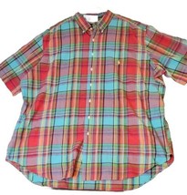 Ralph Lauren Men&#39;s 3XT Tall Big Short Sleeve Button Down Shirt Plaid Design Logo - £35.88 GBP