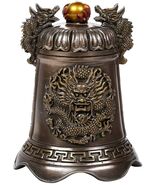 Oriental Fengshui Dragon Holding Orb Cast Bronze Bell Shaped Sculpture 5... - €27,44 EUR