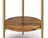 Wagner Mid Century Design 18 Inch Wide Metal Round Marble &amp; Wood Side Ta... - $303.99