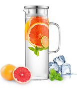 Glass Pitcher with Stainless Steel Lid, 34 Oz Heat Resistant Glass Water... - $353.77 MXN