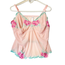 Cacique Blouse Womens Baby Pink 18 20 Hyper Feminine Cami Coquette Linge... - $23.93