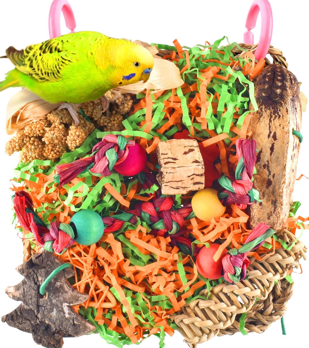 KATUMO Bird Toys, Parakeet Toys Conure Grass Mat Foraging Toys Parrot Shredding