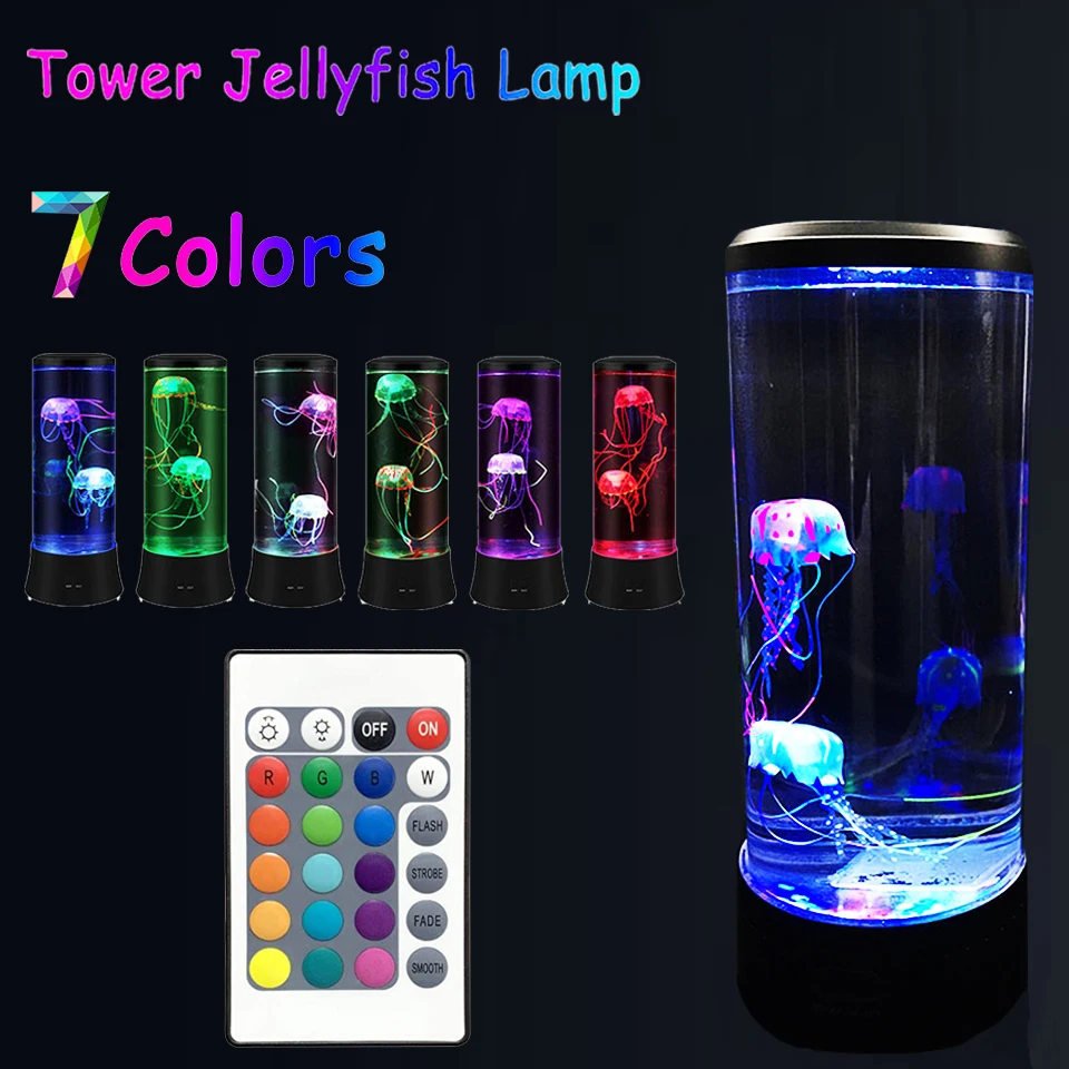 Jellyfish Lamp LED Night Light Remote Control Color Changing Home Decoration - £30.48 GBP+