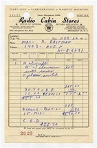 Radio Cabin Stores Brooklyn NY Receipt for 16&quot; Hallicrafters Television ... - $37.62