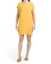 NEW EILEEN FISHER YELLOW ORGANIC  GAUZE COTTON  SHIFT DRESS SIZE PM PETI... - £78.65 GBP