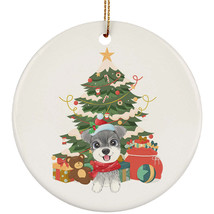 Cute Baby Miniature Schnauzer Dog Lover Ornament Xmas Gift Pine Tree Home Decor - £11.83 GBP