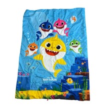 Baby Shark Family Pinkfong Toddler Comforter Blanket Blue White Reversible - $12.75