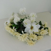26 Heads 3 Bunches Artificial Flowers Carnation Poinsettia White Wedding... - $14.52