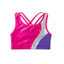 Girls crop top sports bra L  10-12 Danskin Athletic dance criss cross metallic  - £9.50 GBP