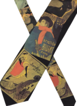 RALPH MARLIN  vintage Novelty Necktie1995 Toulouse Lautrec French posters  - £11.09 GBP