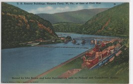 US Armory Buildings Harpers Ferry West Virginia Civil War Linen Postcard A1 - £3.53 GBP