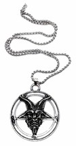 Baphomet Necklace Inverted Pentagram Pendant Large Goat Satan Occult 20&quot; Chain - £7.98 GBP