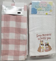 2 Different Cotton Kitchen TOWELS(16&quot;x26&quot;)EASTER,SOME Bunny Loves You &amp;Checkered - £11.06 GBP