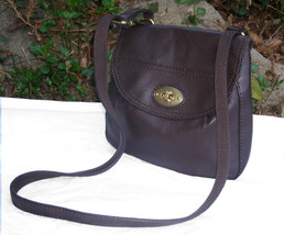 Fossil Brown Leather Pocket Turnlock Crossbody Organizer Bag Built in Wa... - $50.00