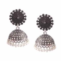 Bollywood Oxidized Silver Plated Handmade White Pearl Stud Jhumka Jhumki... - £7.56 GBP