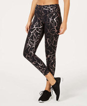 allbrand365 designer Womens Activewear Metallic Print Cropped Leggings, ... - £32.12 GBP