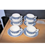 6 Cups &amp; Saucers CAVALIER IRONSTONE Royal China USA COLONIAL HERITAGE - £35.50 GBP
