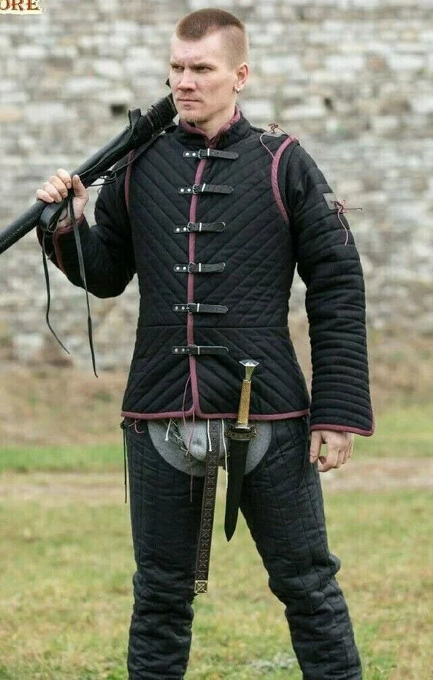 Medieval Costume Gambeson Reenactment Theater Black Color Fancy Style X-mas Gift