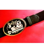 THE BEATLES***60th ANNIVERSARY Photo BUCKLE &amp; 1 1/2&quot; Black Bonded Belt NEW! - $24.70
