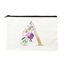 Alphabet Floral Printed Women Makeup Bags Travel Cosmetic Case Canvas Toiletries - £9.57 GBP