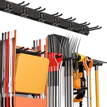 Incly Garden Tool Organizer Wall Mount, 48 Inch Black Metal Garage Wall,... - $35.96