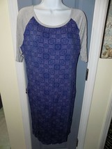 LuLaRoe Julia Pencil Dress Blue/Gray Square Design Size M EUC - £22.75 GBP