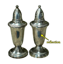 Crown Sterling Silver Salt and Pepper Shaker Set Weighted Vintage 4.5 Inch - £31.76 GBP