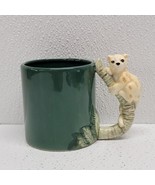 Vintage Bergschrund Green Ceramic Mug Cheetah Leopard Handle 1992 Seattle - $20.69 CAD